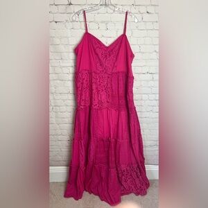 Bhanuni by Jyoti Sleeveless Patchwork Lace Tiered Midi Dress